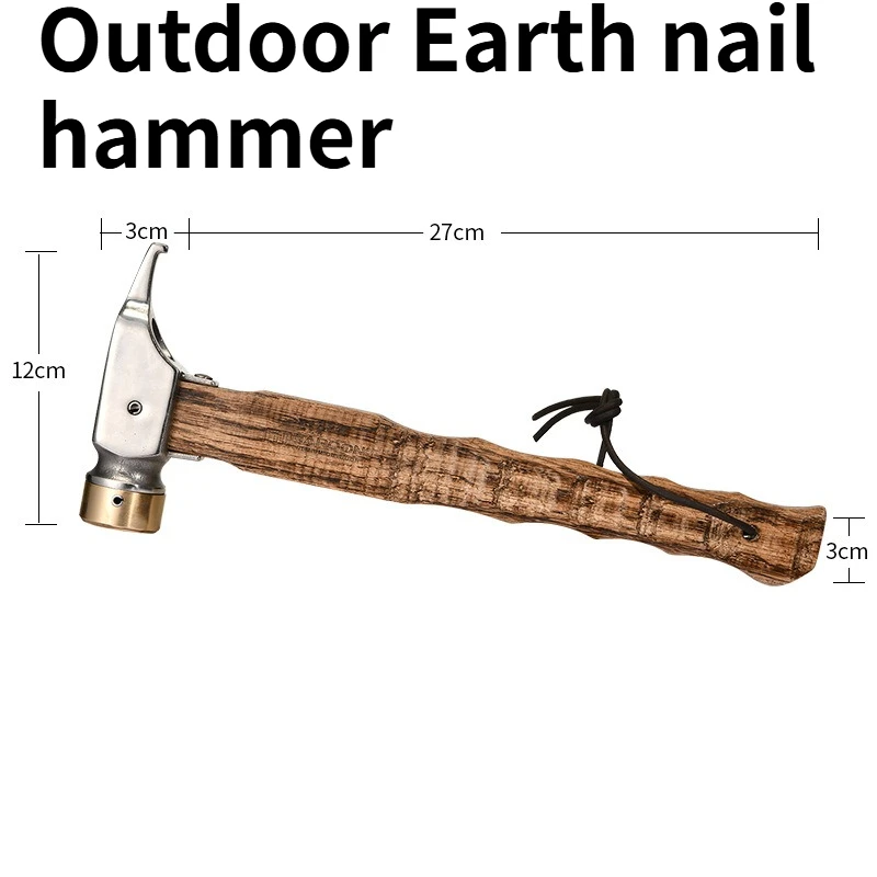 

New Wooden Handle Copper Hammer Outdoor Camping Stainless Steel Hammer Tent Canopy Nail Puller
