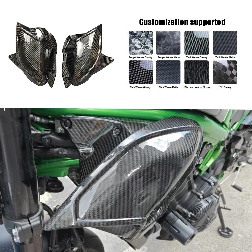For KAWASAKI Z900 2025 2026 Side Radiator Air Duct Fairing Cover Panel Cowling 100% Real Carbon fiber Accessories