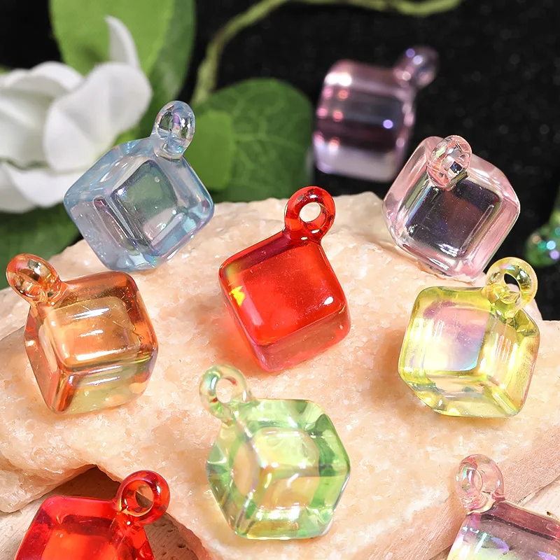 Newest Transparent Colors Cube Square Geometry Jewelry Charms Beads Fit Bracelet Necklace Earring Ornament Chain DIY 100pcs 4mm