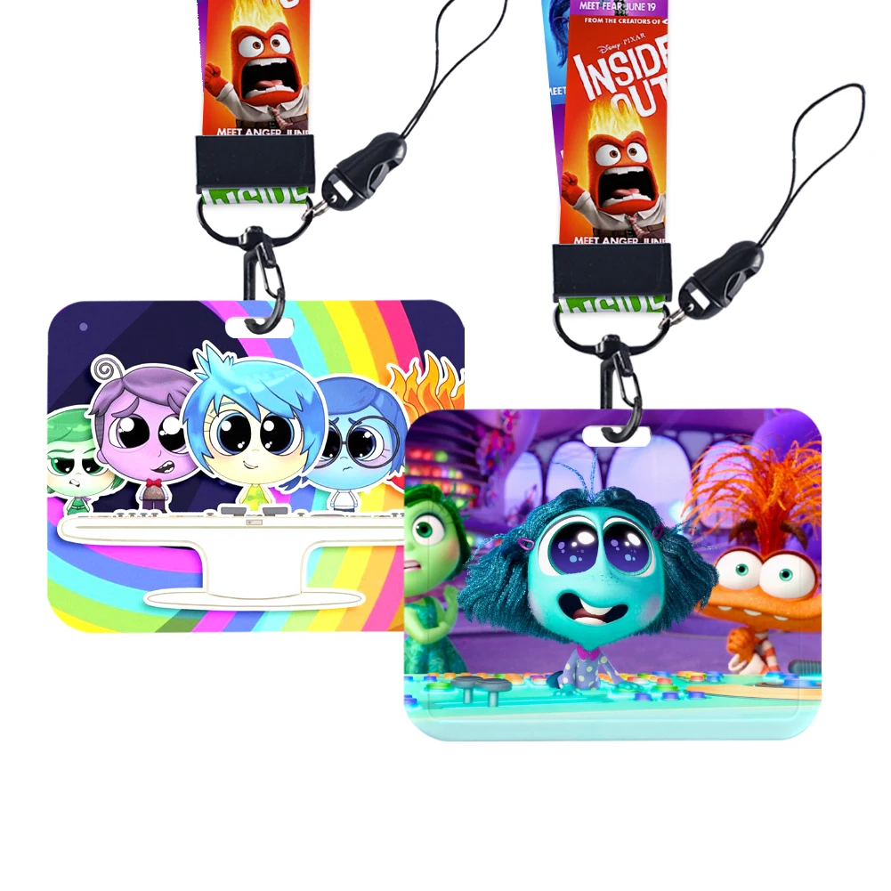 Disney Angry Inside Out Neck Strap Polyester Stationery ID Card Holder Lanyard Keychain ID Badge Holder