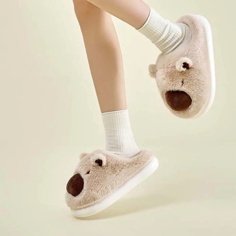 Comfortabele Zachte Capibara Harige Slippers Verdikte EVA Cartoon Katoenen Slippers Effen Kleur Pluche Warmer Thuis Katoenen Schoenen Mannen