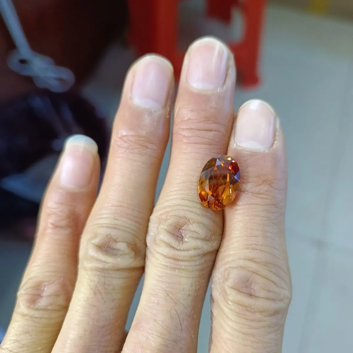 Anillo ovalado para mujer, Gema naranja, corindón naranja, piedra principal, cara, súper hermosa, 10x14mm, 55 #