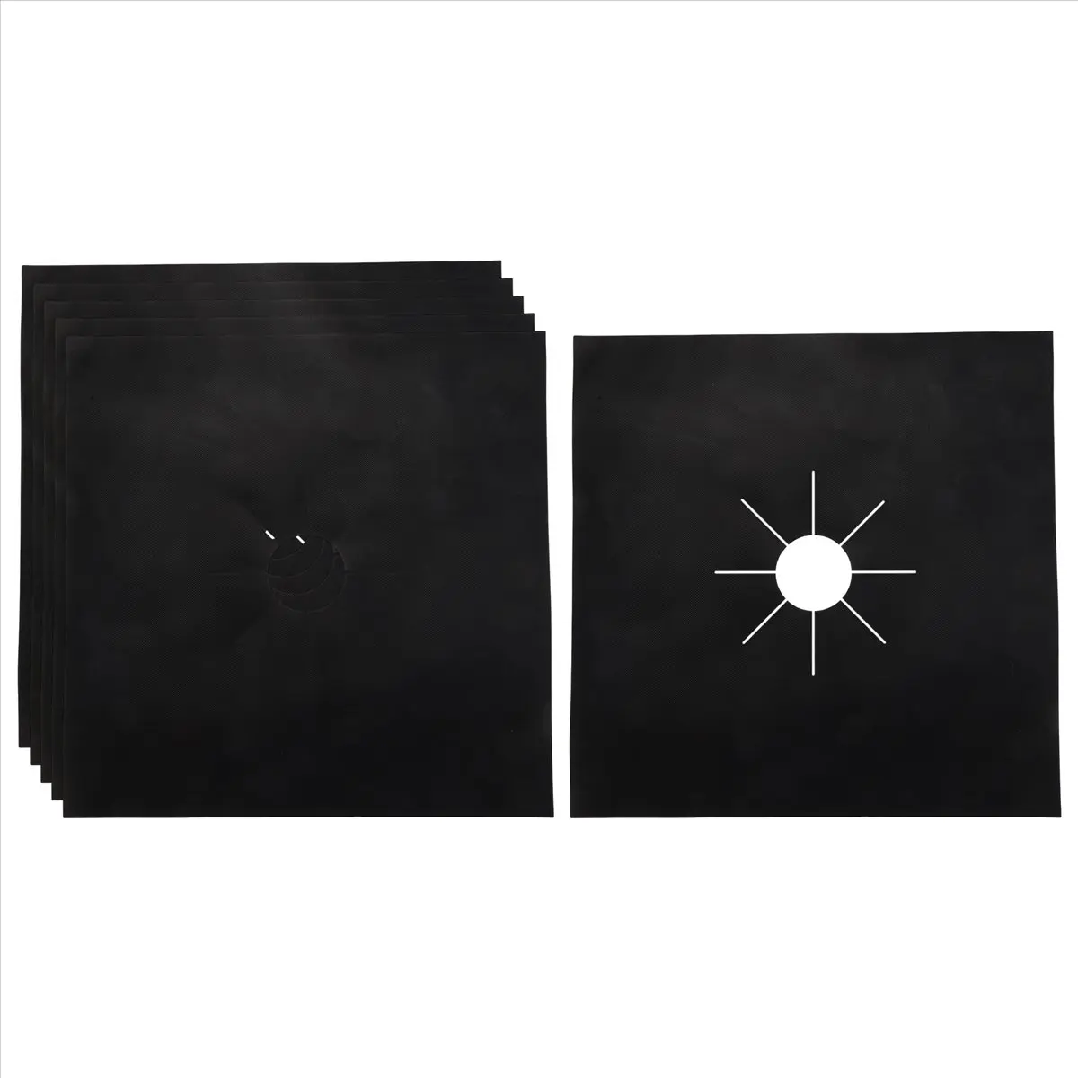 Latest Model,6x Reusable Non-Stick Black Gas Range Stove Top Burner Covers Protector Liner