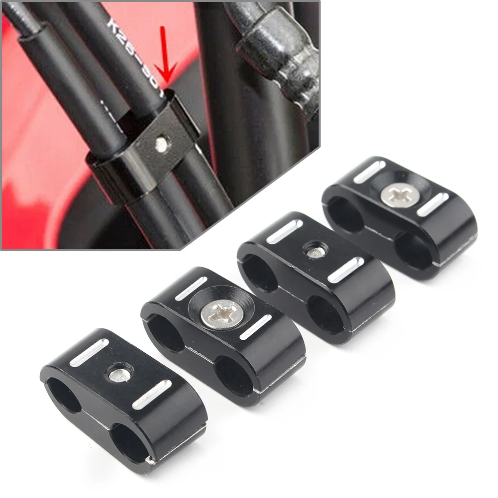 4x Universal Motorcycle Brake Throttle Cable Wire line Clips Holder Clamp For Harley 1984-UP CNC Aluminum