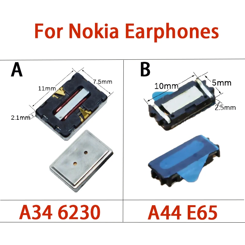 YUXI 1Piece For Nokia A34 6230 11 * 7.5 * 2.1mm/For Nokia A44 E65 10 * 5 * 2.5mm Earphone Transmitter Repair Parts