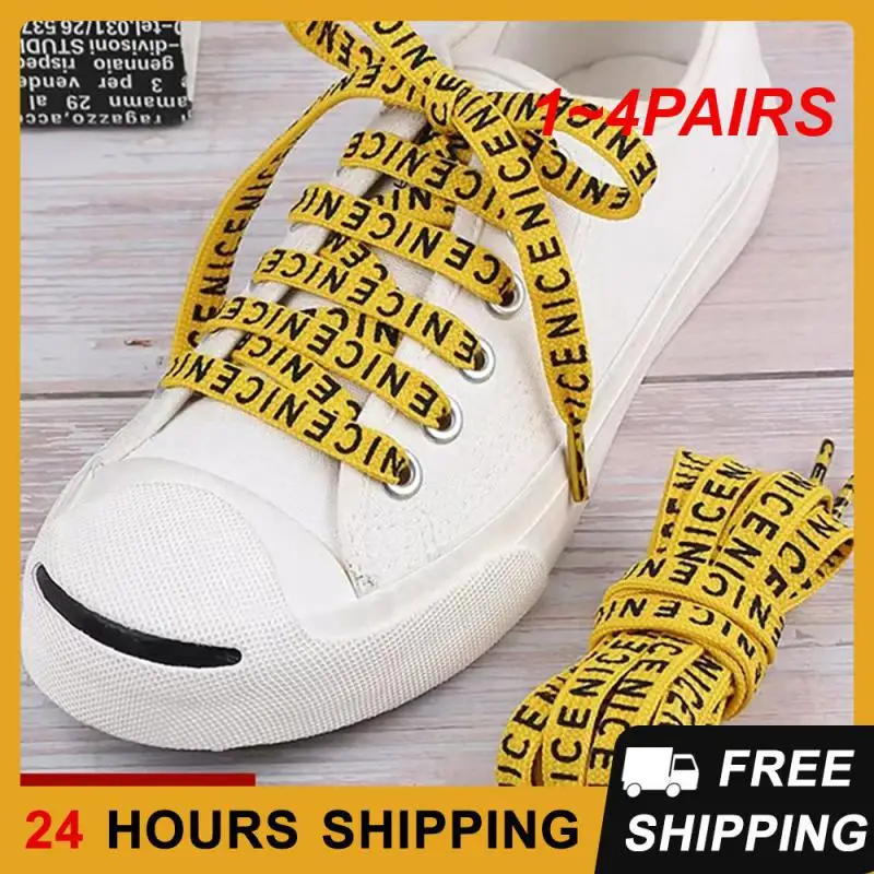 1~4PAIRS Shoelace Various Colors White English Shoelaces Sneaker Laces Preferred Material Black Personality Adaptation