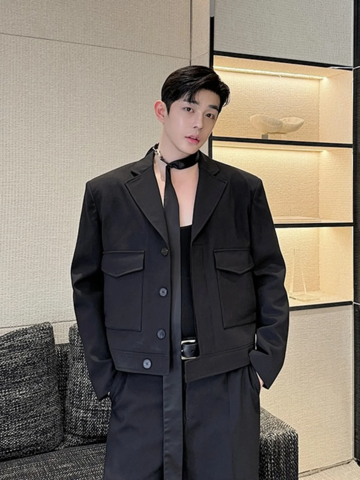 

Youth ort Suit Jaet Men's Bar Nightclub k Door Design Casual Outerwear Faionable Versatile Top Spring Autumn Winter