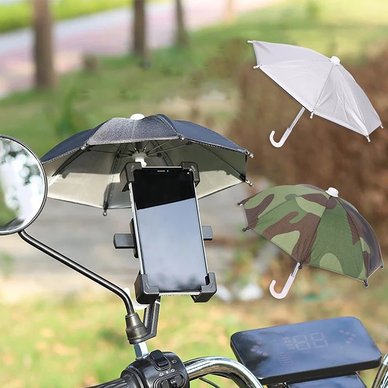 1 Set Portable Waterproof Locomotive Bracket Umbrella Motorcycle Bicycle Riding Phone Holder Sun Shade Color Mini Umbrella