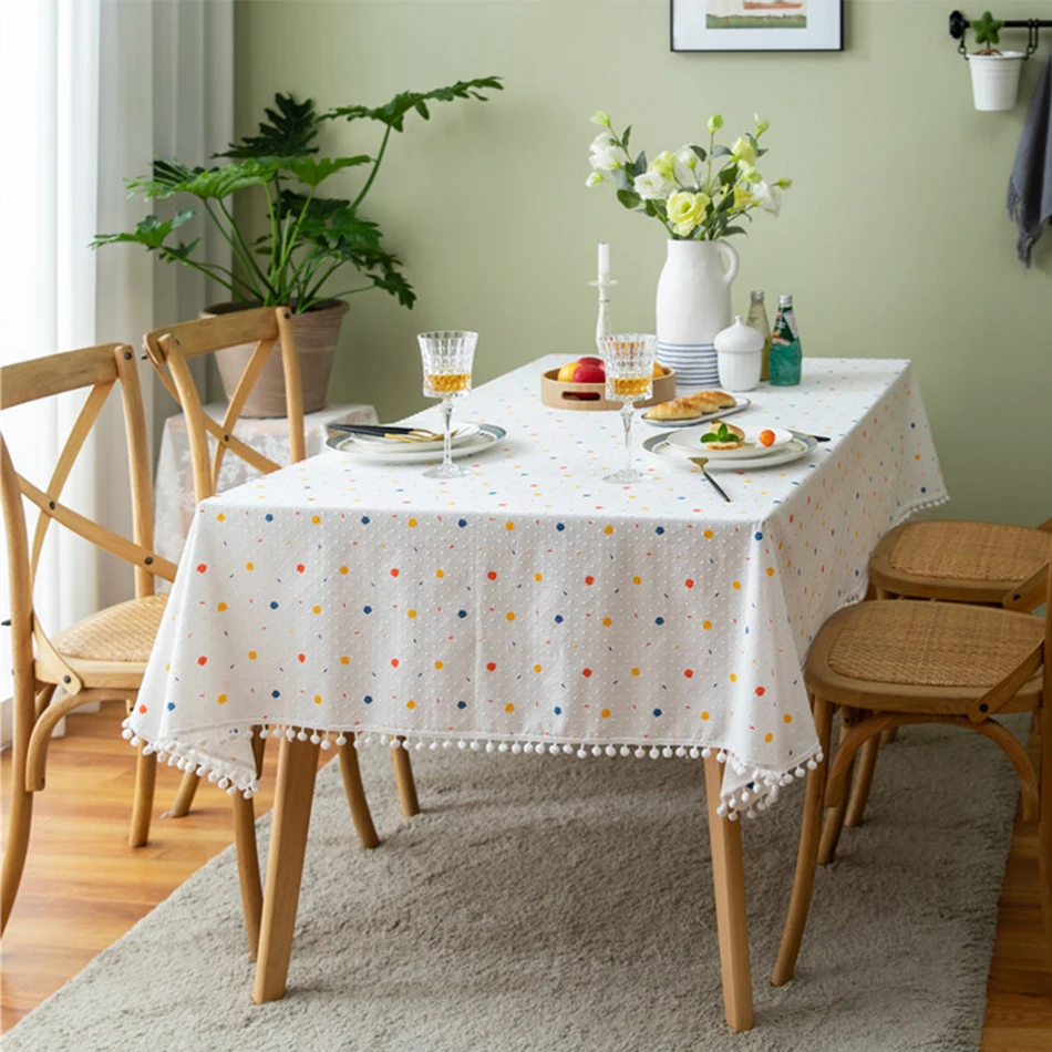 Kleines Gänseblümchen-Tischtuch aus Baumwolle im koreanischen Stil, Teetischdekoration, rechteckige Tischdecke für Küche, Hochzeit, Esszimmer – Detail 23