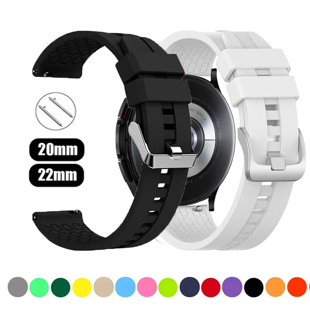 

20mm Sport band for Samsung Galaxy watch 7-5 pro 6-4 classic correas 22mm Silicone bracelet huawei watch gt 4 3 2 2e 46mm straps