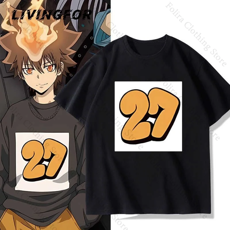 

Аниме Katekyo Hitman Reborn Sawada Tsunayoshi же футболка косплей костюм хлопковые летние топы футболка с короткими рукавами