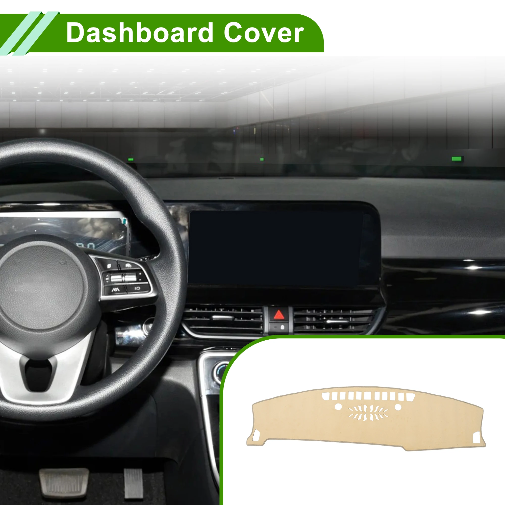 

Накладка на приборную панель UXCELL для Kia Seltos 2024-2025 без HUD, фланелевая, бежевая, 1 шт.