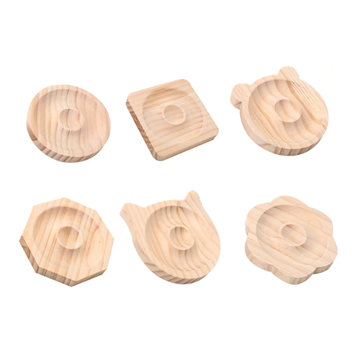 N18R 6-Piece Wooden Bead Display Tray for Bracelets and Accessories Showcase