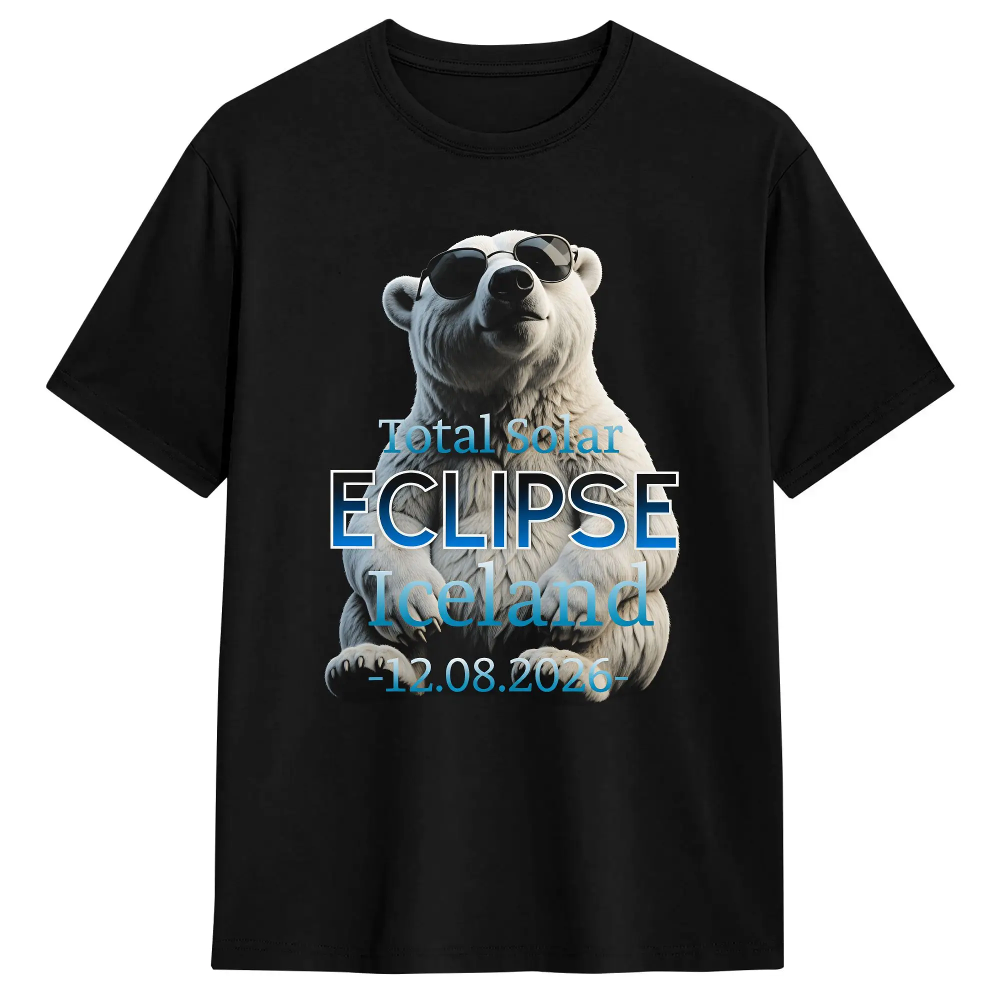 Total Solar Eclipse Iceland 2026 Cotton T-Shirt For Men Summer  Y2K Basic T-Shirts Harajuku Tees Oversized Print Clothing