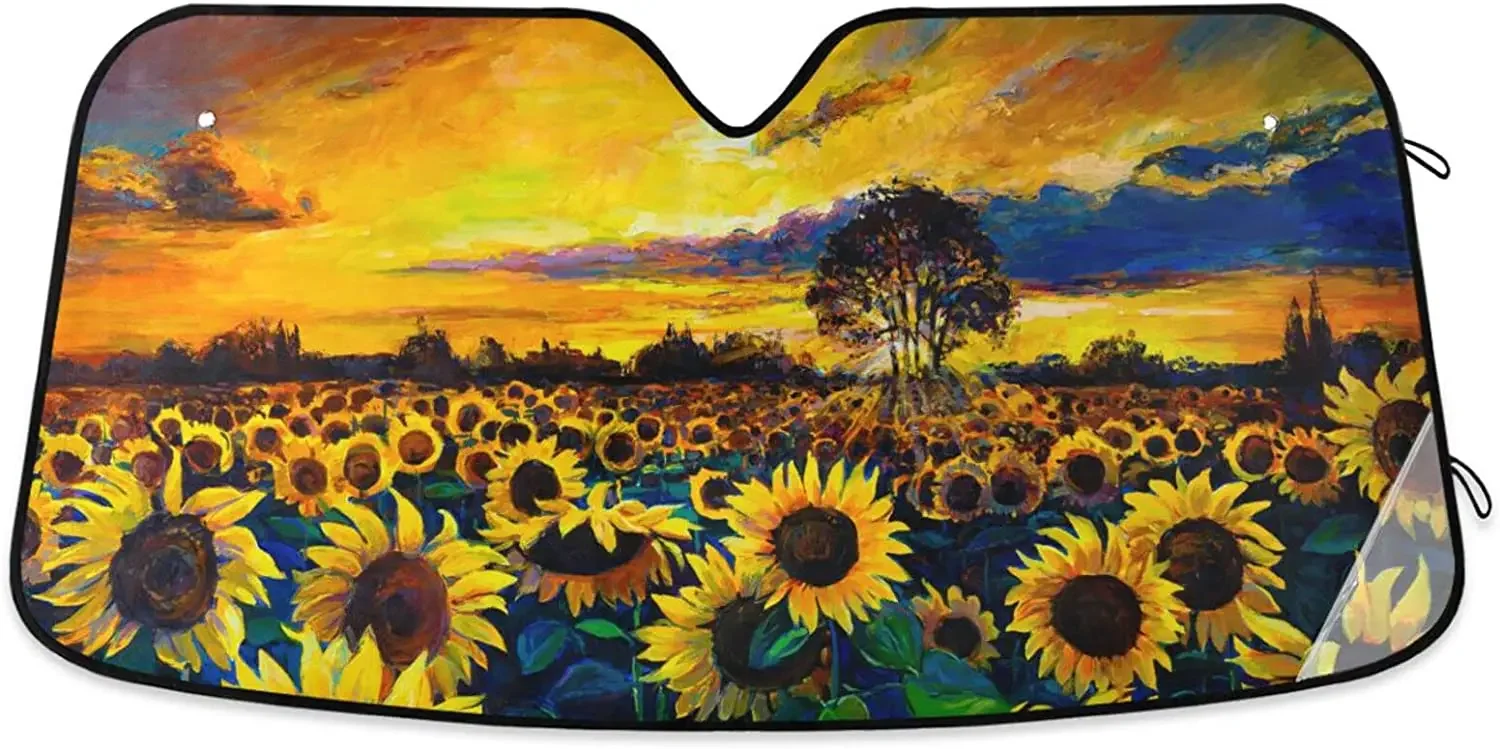 

Windshield Sun Sha For Car Truck & SUV - Hand-Painted Sunflower Folding Auto Front Window Sunsha, Shield Cover For Car Scree