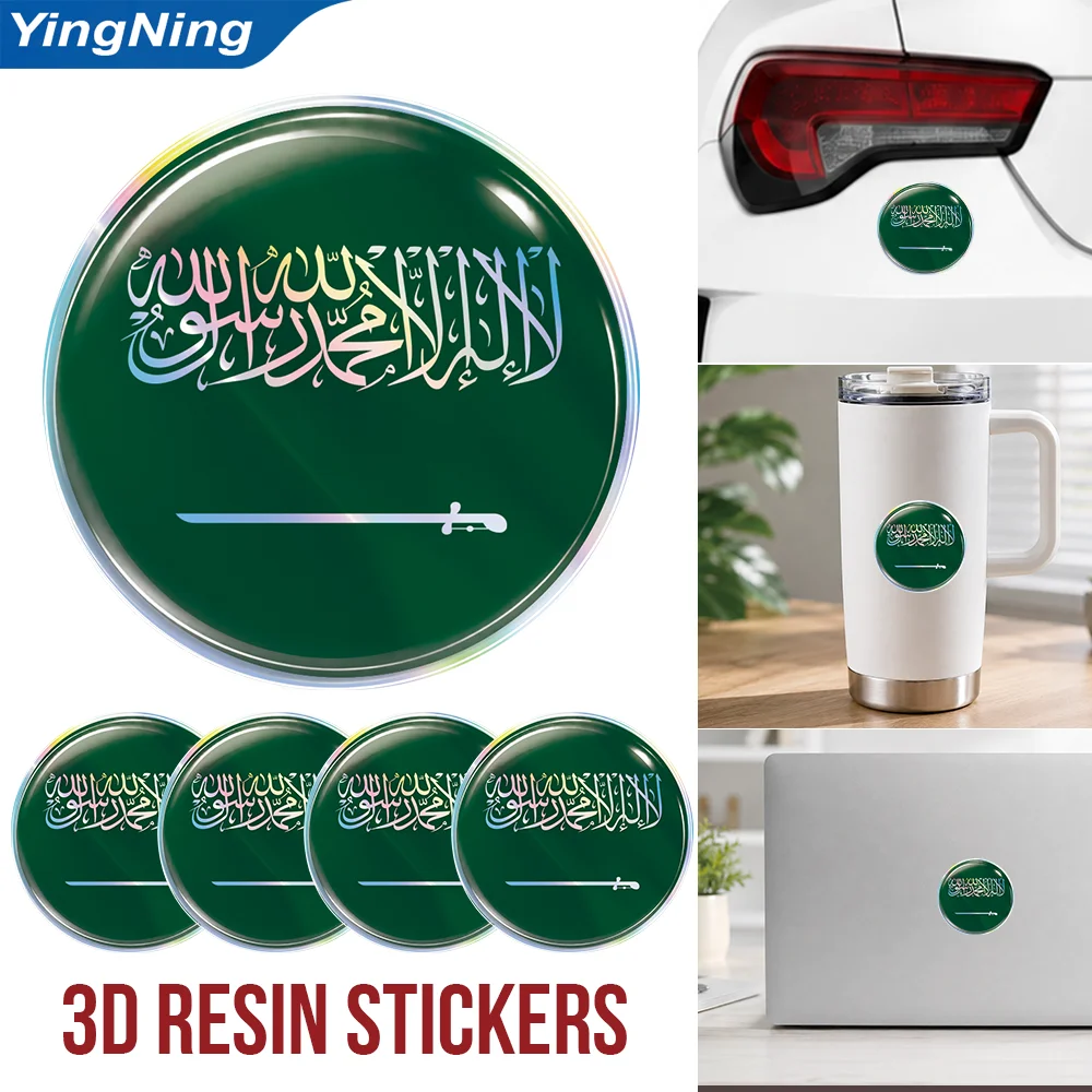 Saudi Arabia Flag 3D Resin Domed Sticker Saudi Arabian Sword Emblem Self Adhesive Decal Car Laptop Motorcycle Auto Decoration