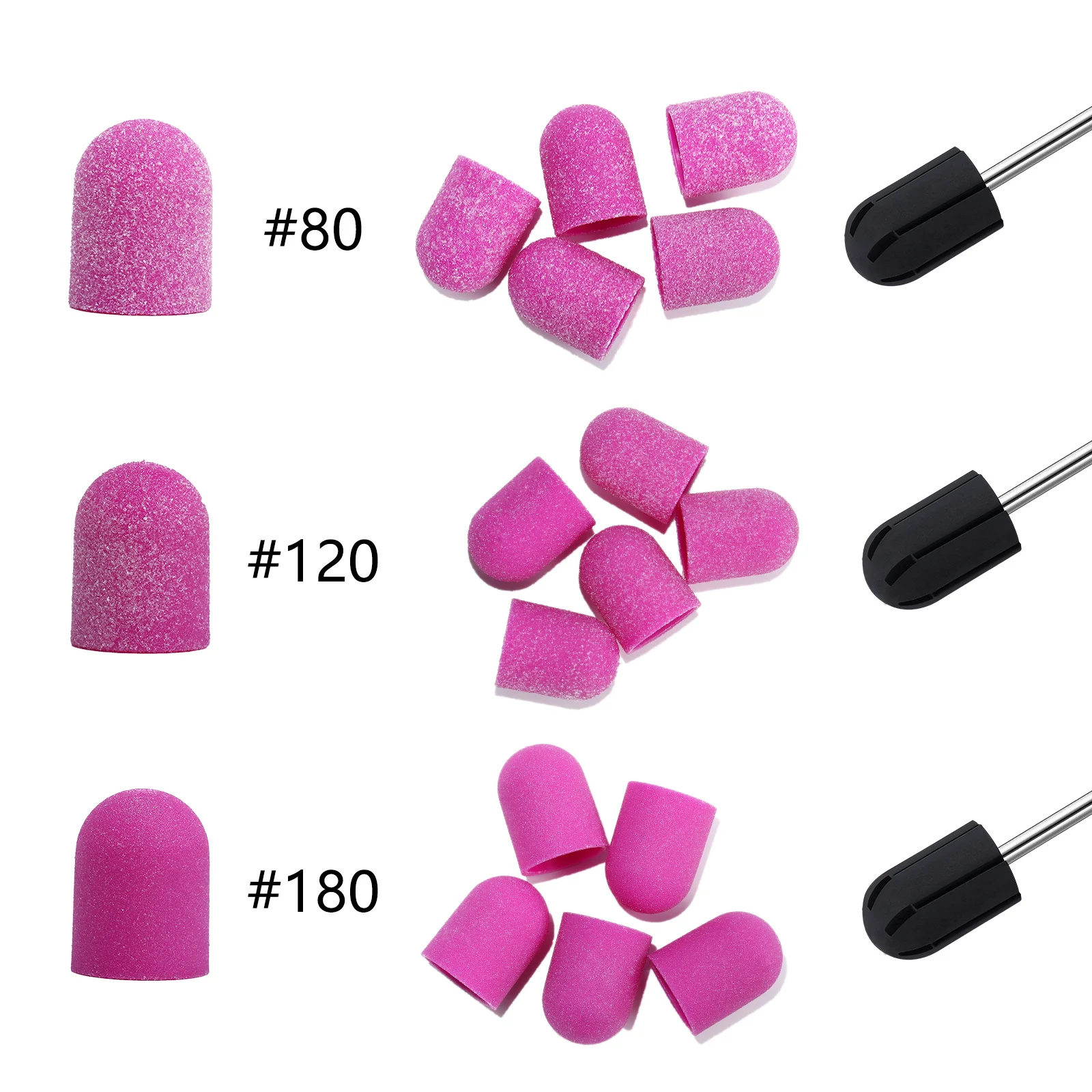 2 حجم الرملي العصابات كتلة غطاء المهنية باديكير العناية بالقدم أداة حصى مسمار الرملي قبعات الكهربائية مسمار الحفر القواطع مع هدية