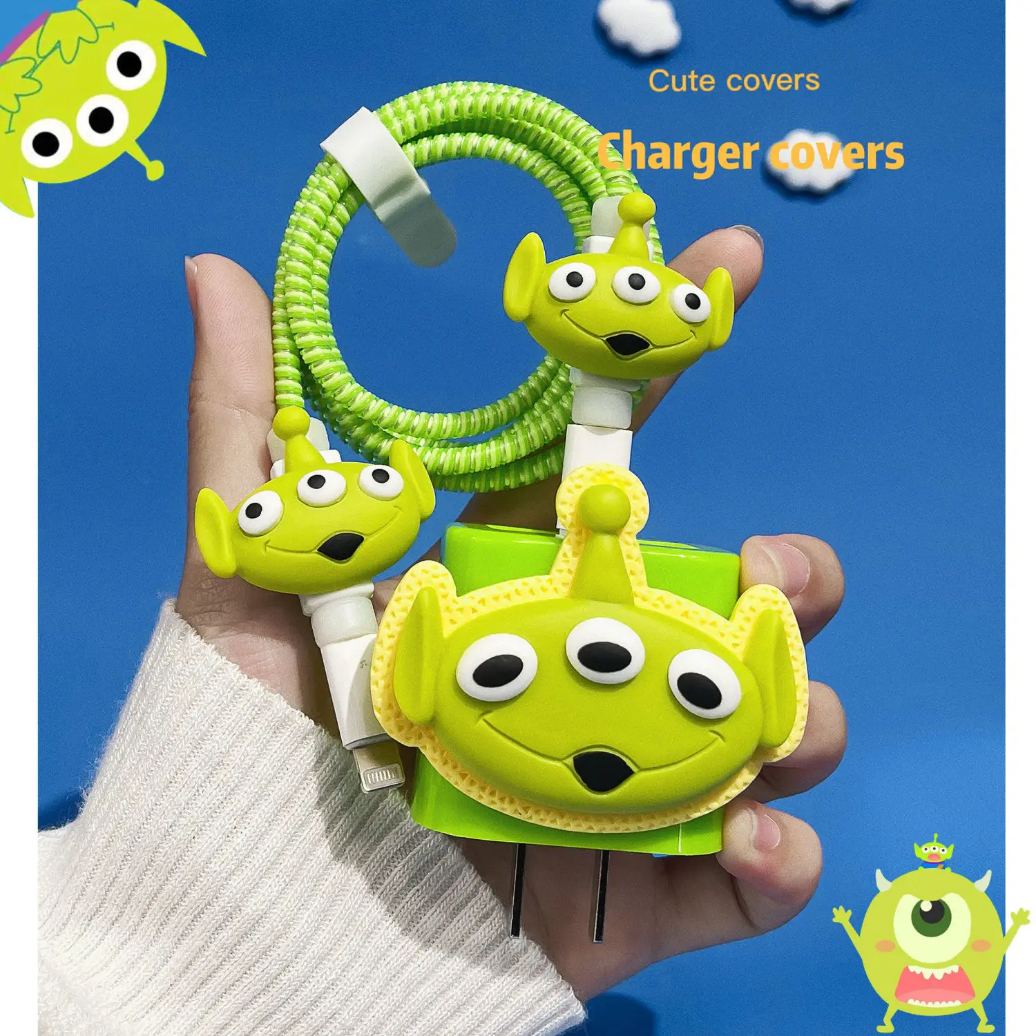 Disney Toy Story Alien Ladegerät Datenkabel Leitung Schutzhülle für iPhone 14 13 12 11 Pro 18/20w USB-C Anime niedlichen Wickels eil