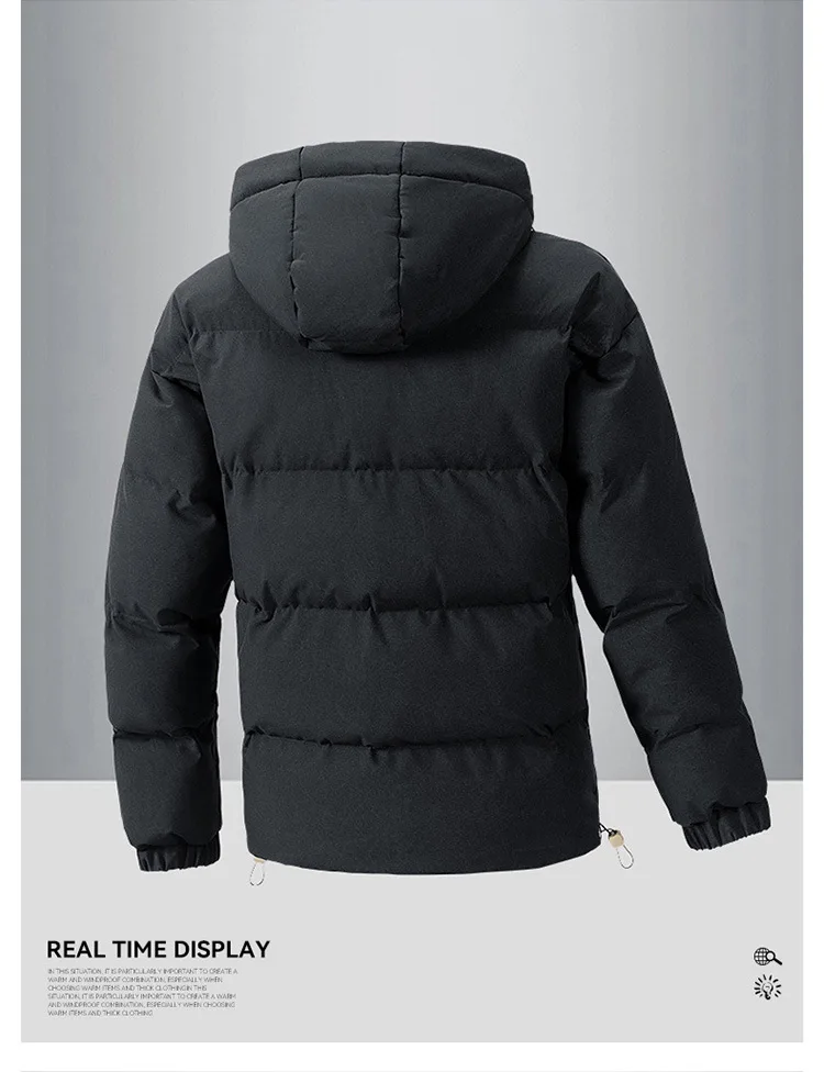 Autumn Winter Solid Puffer Jacket Men's Thick Warm Casual Outerwear