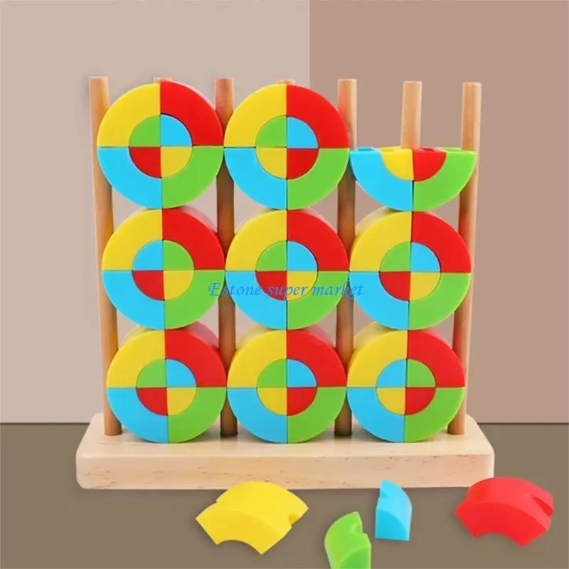 090B 72 ชิ้นลวดลายไม้ชุดชุดรูปทรงเรขาคณิตของเล่นปริศนาโรงเรียนอนุบาล