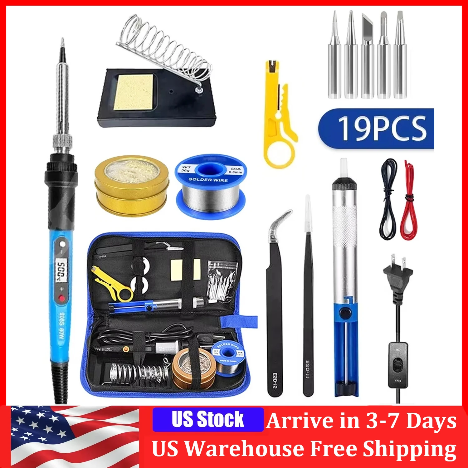 Electric Soldering Iron 80W Welding Gun Tool Kit Heat Pencil Repair Tools Adjustable Temperature Replaceable Soldering Iron Head