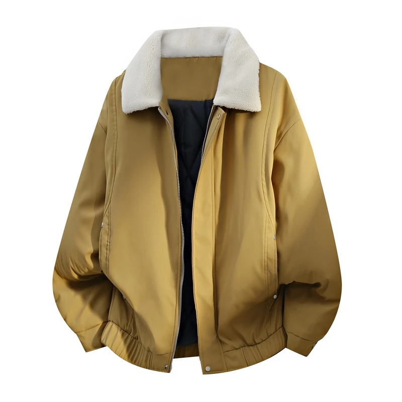 Turn-down Collar Casual Men Parkas Fashion Comfortable Warm Cotton Jackets Outdoor Windproof Male Coats Solid Color All-match