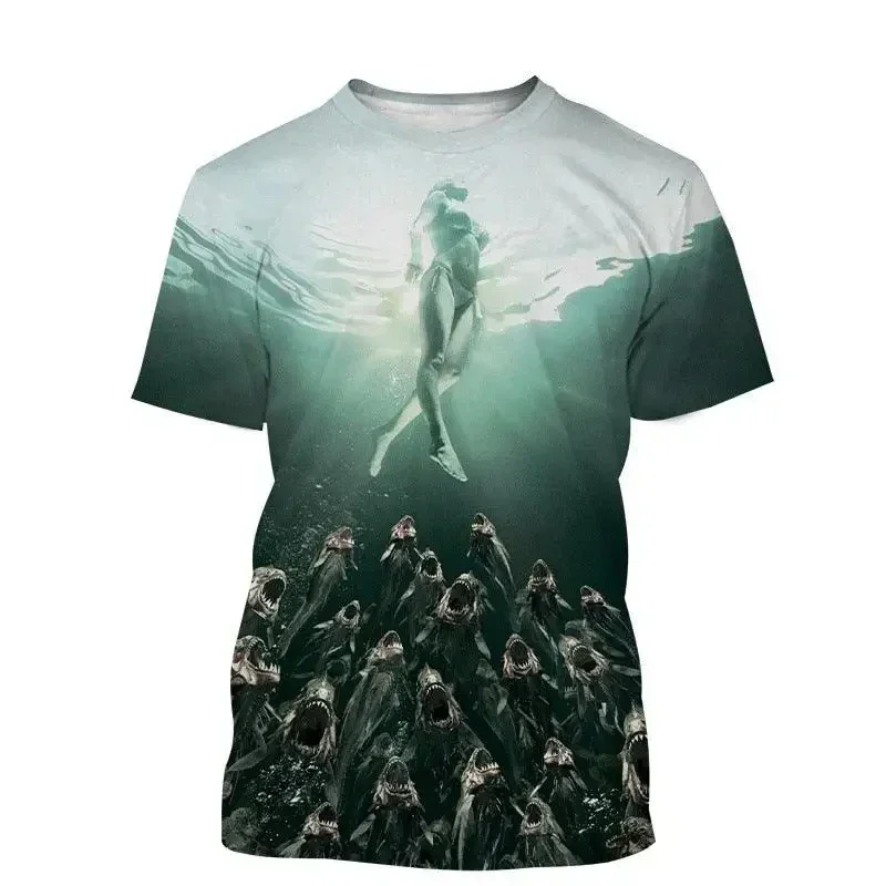 Hot Male Diving Series 3D Printed T-shirt Summer Casual Large Fashion Street Crew-neck Clothing Summer Purchase Products