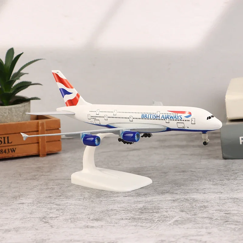 20cm liga de metal uk air britânica airways 380 a380 companhias aéreas avião com trens de pouso modelo diecast avião modelo