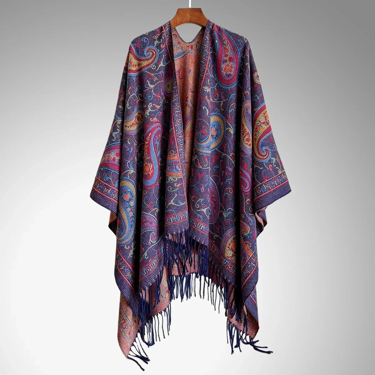 

2025 New Cloak Ethnic Retro Fringe Wrap Skirt Autumn/Winter Outerwear Scarf Women's Travel and Resort Cape Poncho