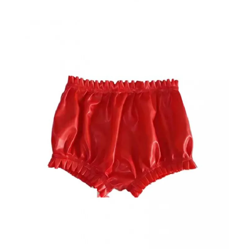 

Handmade natural latex rubber Waterproof Underpants Sexy Woman Boxer With Ruffle Edge Fashion Halloween Cosplay Outfit