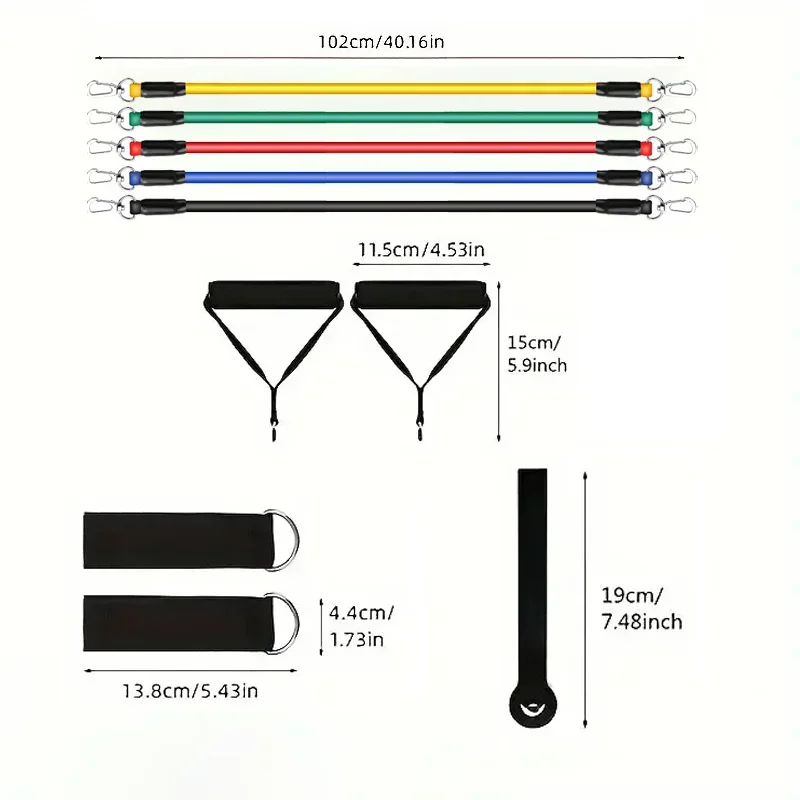 11pcs/Set Pull Rope, Resistance Bands, Portable Fitness Equipment, Ankle Strap, Chest Expander, Elastic Exercise Band