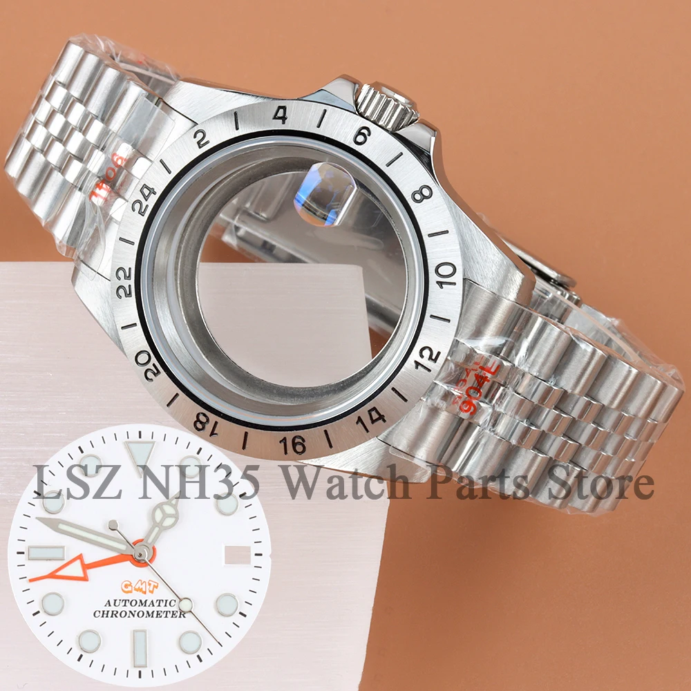 

For EXP Classic 39MM NH35 Watch Case 24 Hours Fixed Bezel Green Luminous For Explore GMT Seiko NH34 NH35 NH36 NH38 Movement Part