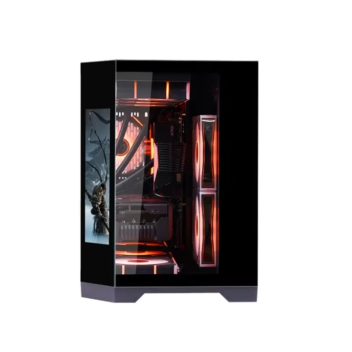 Aanpasbaar nieuw ontwerp Mid-tower MATX Gamer PC-behuizing met USB3.0 en gehard glas Nieuwe LCD-scherm Computerbehuizing