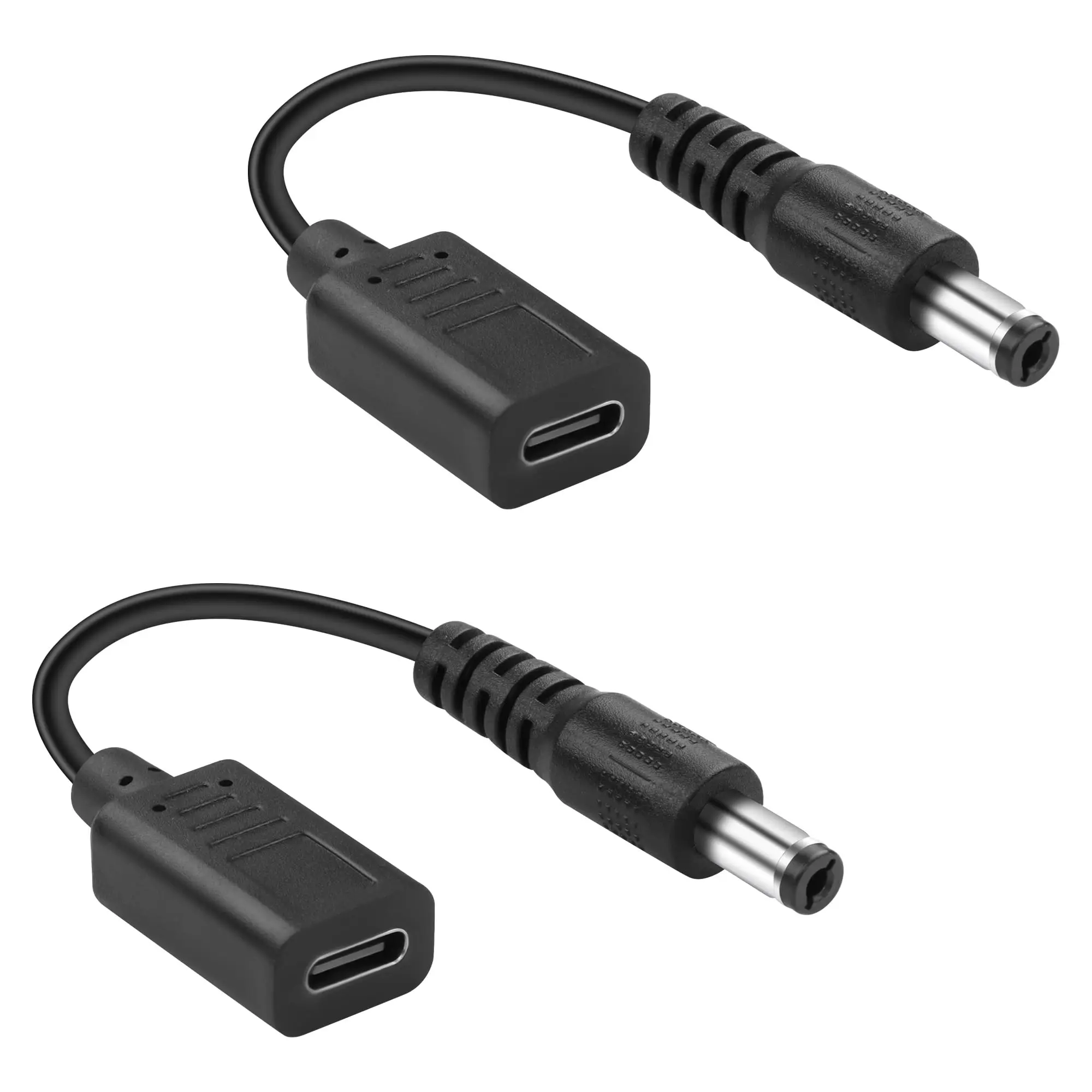 2pcs USB Type C Female Input to DC 5.5mm X 2.5mm Male Power PD Charger Adapter Cable 20V/5A 100W Power Bank Laptop Router CCTV
