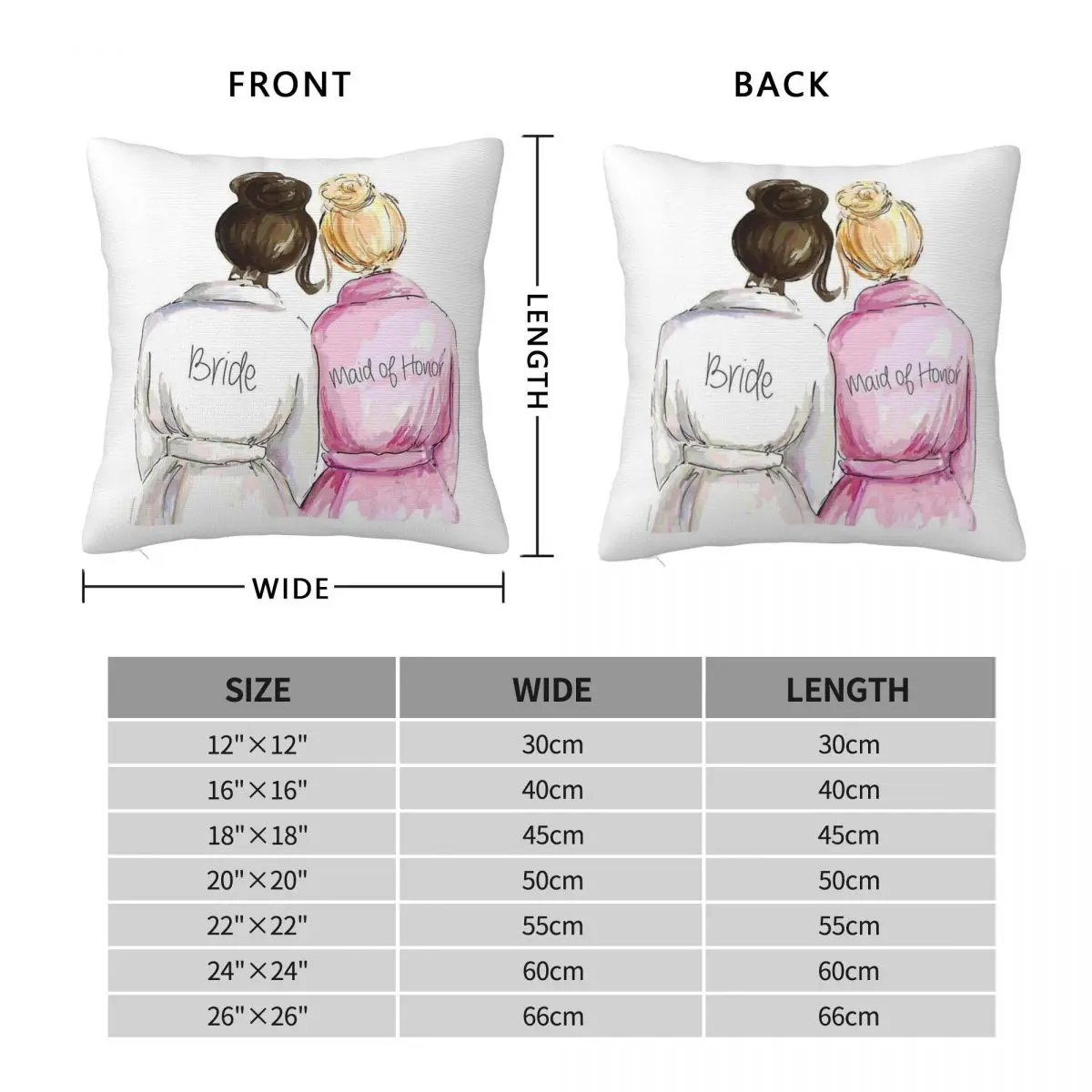 Wedding Bride Maid Of Honor Square Pillowcase Polyester Linen Velvet Pattern Zip Decor Pillow Case Sofa Cushion Case