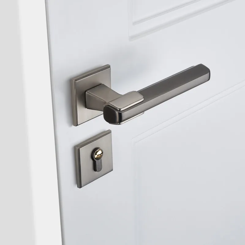 Magnetic Silent Bedroom Door Lock, Split Design Light Luxury Handle, Modern Interior Latch, Rustproof Hardware Set for Home
