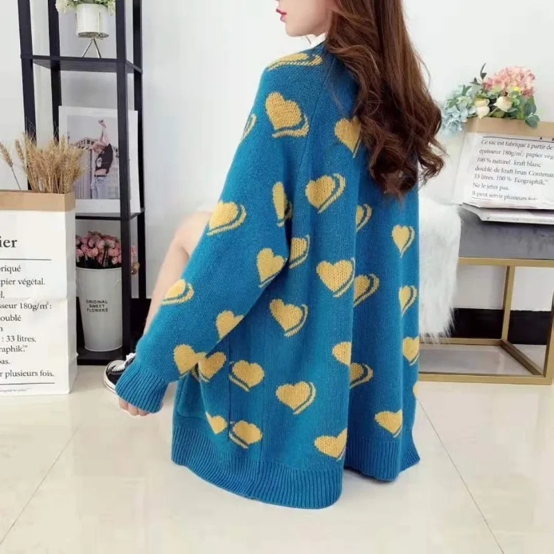 Women New Knitted Sweater Coat Plus Size Long Cardigan Loose Fairy in Autumn Winter Medium Style V-neck Fashion Simple Outwear