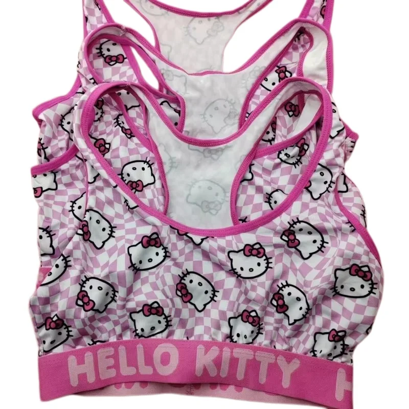 

Teenage Girls Vest Bras Cartoon Anime Hello Kitty Print Young Purbery Student Training Bras Maiden Kids Underwears Tube Tops