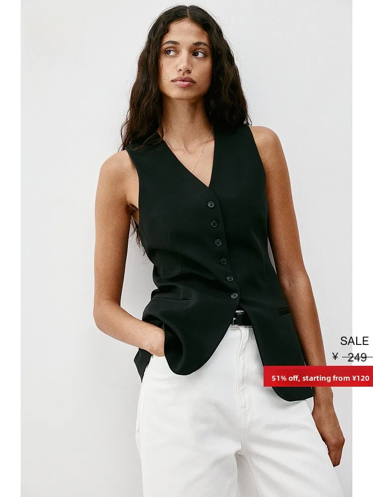 Slim Fit V-Ne Svel Suit Vest Trendy Herfst Dames Jaet H&M Faionable Mat Sle Casual Busin Wear