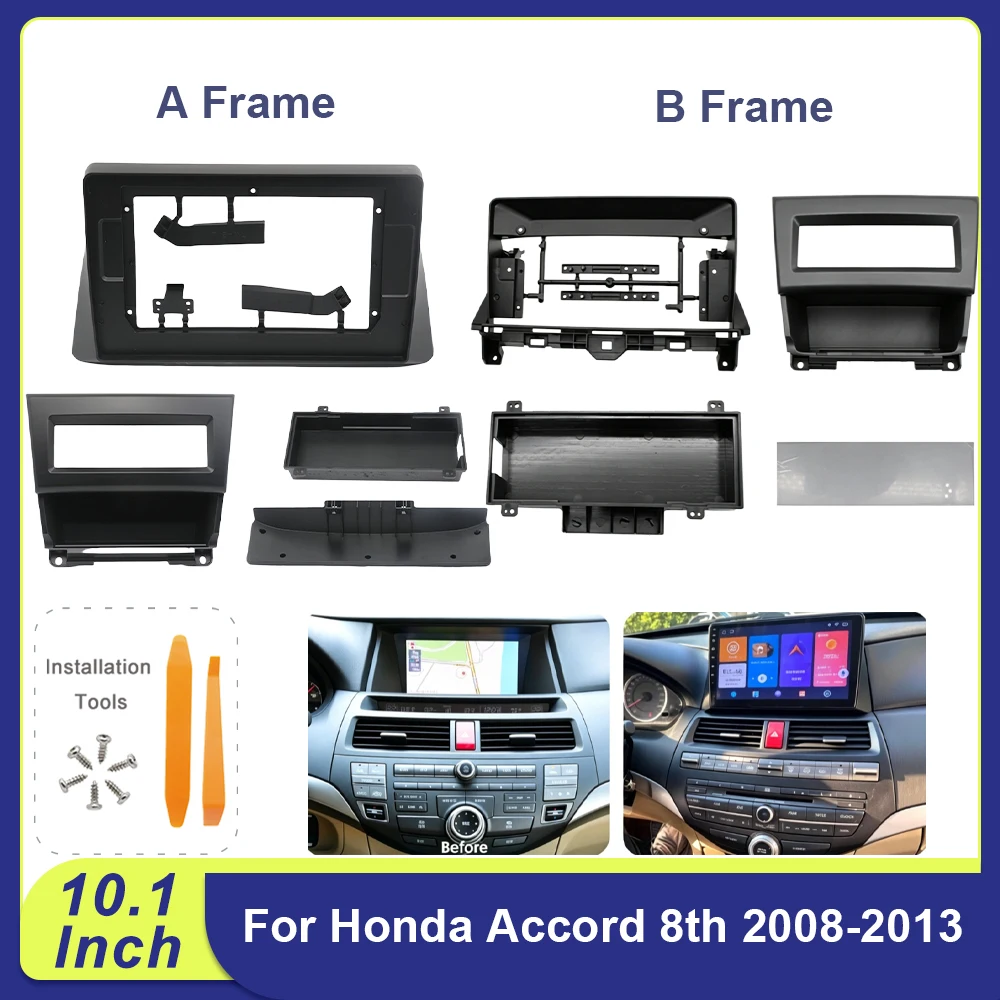 Complete 10.1 Inch 2Din Fascia Trim Kit For Honda Accord 8th 2008-2013 Radio Dash Panel Frame