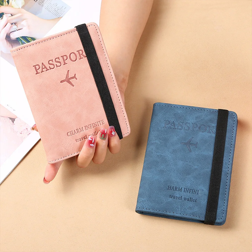 PU Leather RFID Blocking Passport Holder Cover Case Travel Wallet for Men Women Multi-Function ID Bank Card Holder-mw