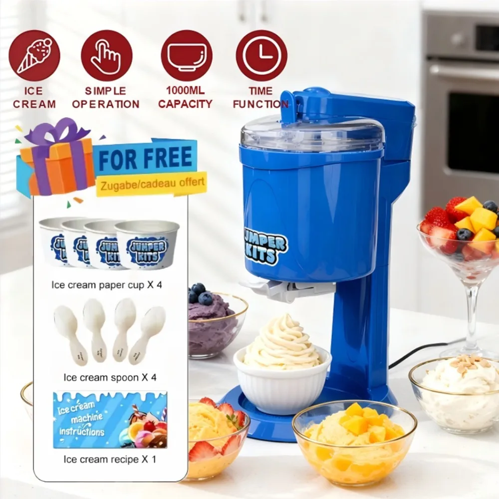 Machine à crème glacée domestique, sorbetière pour yaourt glacé, gelato, sorbet, machine DIY avec gobelets et cuillères offerts, capacité 1L