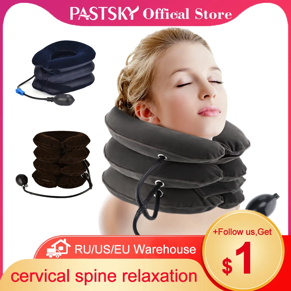 Neck Massager Cervical Support Pillow Air Pump Inflatable Collar Stretcher Brace 3/4 Layer Pain Relief Neck Ontlaster Traction