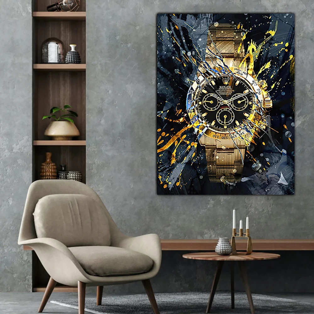 

Luxury Watch Picture Decorative Poster Abstract Graffiti Style Mural Living Room Wall Art Canvas Painting Modern Home Decor Gift