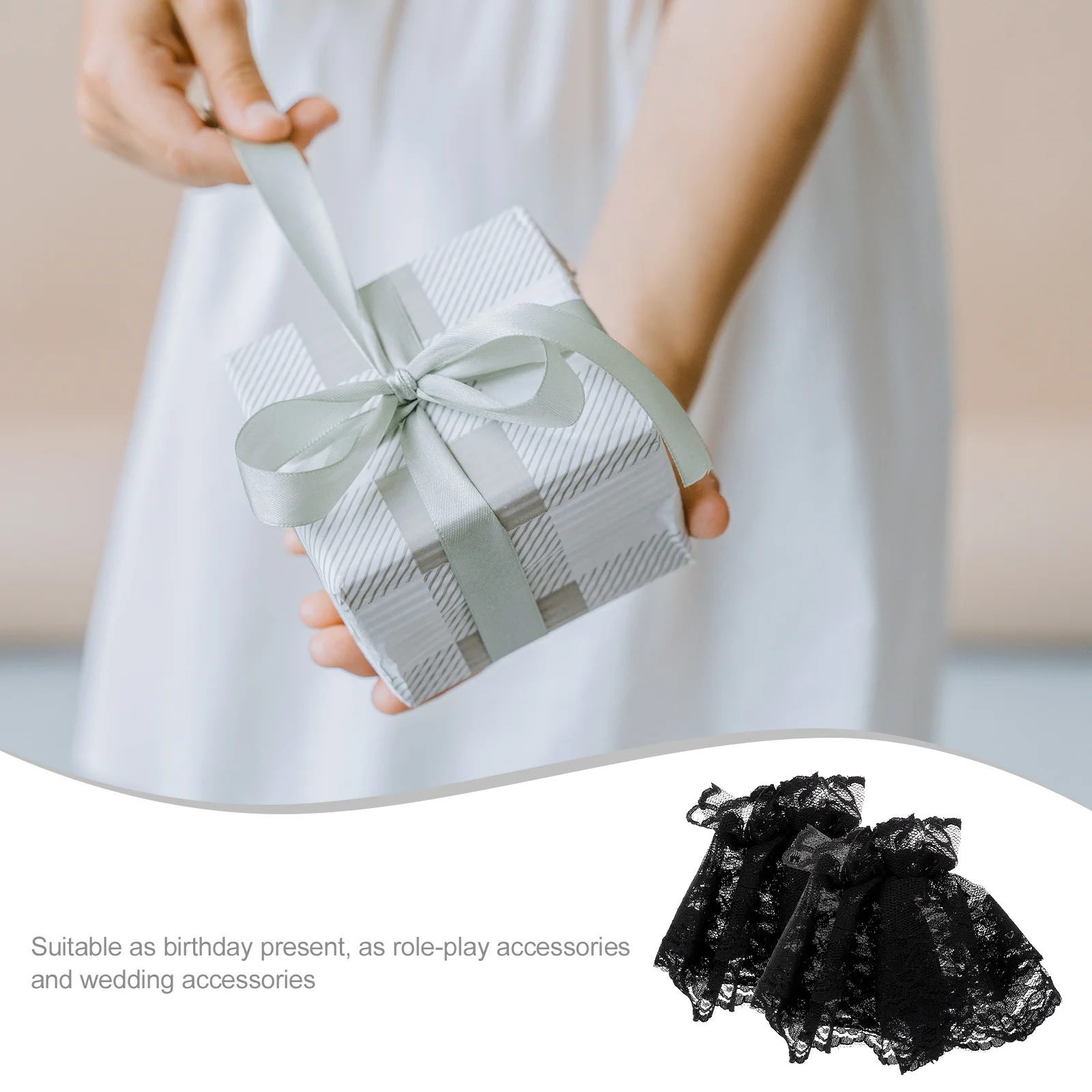 2Pairs الدانتيل المعصم الأكمام قصيرة قفازات اليد الأنيقة مثالية لحفل الزفاف لوليتا نمط اكسسوارات قفازات السيدات #6