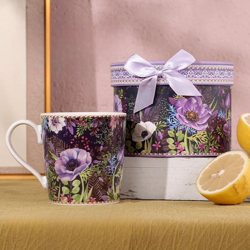 Ceramic Set Coffee Cup And Saucer Mug Gift Box Porcelain Water Cup With Spoon Business Gift For Home