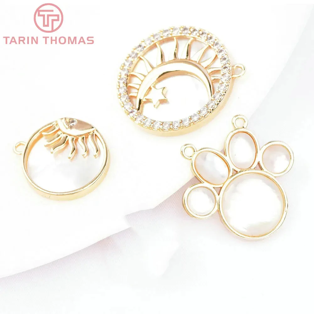 (6545) 2PCS 11.5MM 20MM 24K Gold Color Brass with Zircon Star Cat Paw Charms Pendants High Quality DIY Jewelry Making Findings