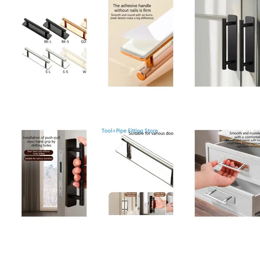 F92B Not Slip Door Handles Waterproof Auto Design Easy Setups Upgrades for Kitchen Cabinets Wardrobes Drawers