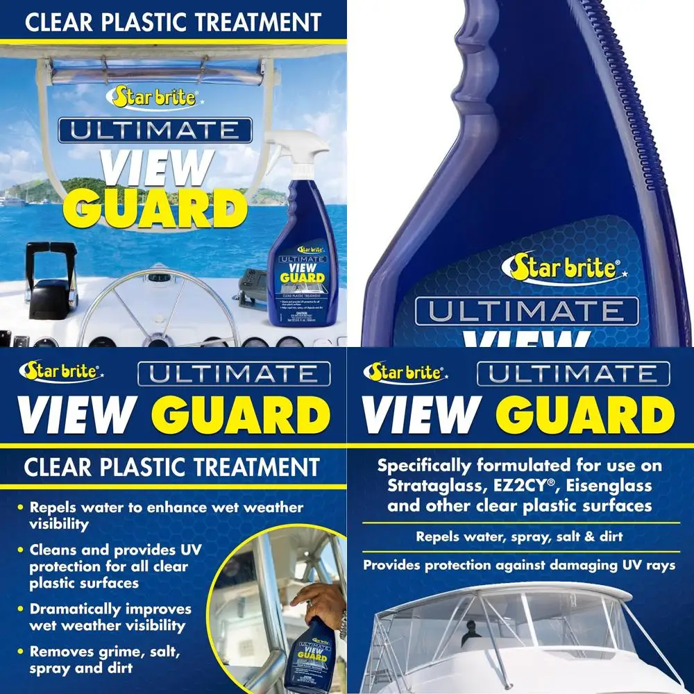 

View Guard Clear Plastic Treatment - Ideal for Strataglass, EZ2CY, Eisenglass - Enhances Wet Weather Visibility, Repels Water, S