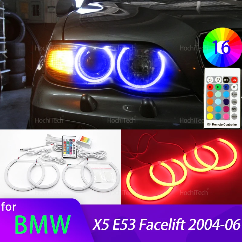

Для BMW X5 E53 Facelift 2004 2005 2006 Автомобильные аксессуары Высокое качество 16-цветные RGB хлопковые светодиодные кольца «ангельские глазки» дневного света